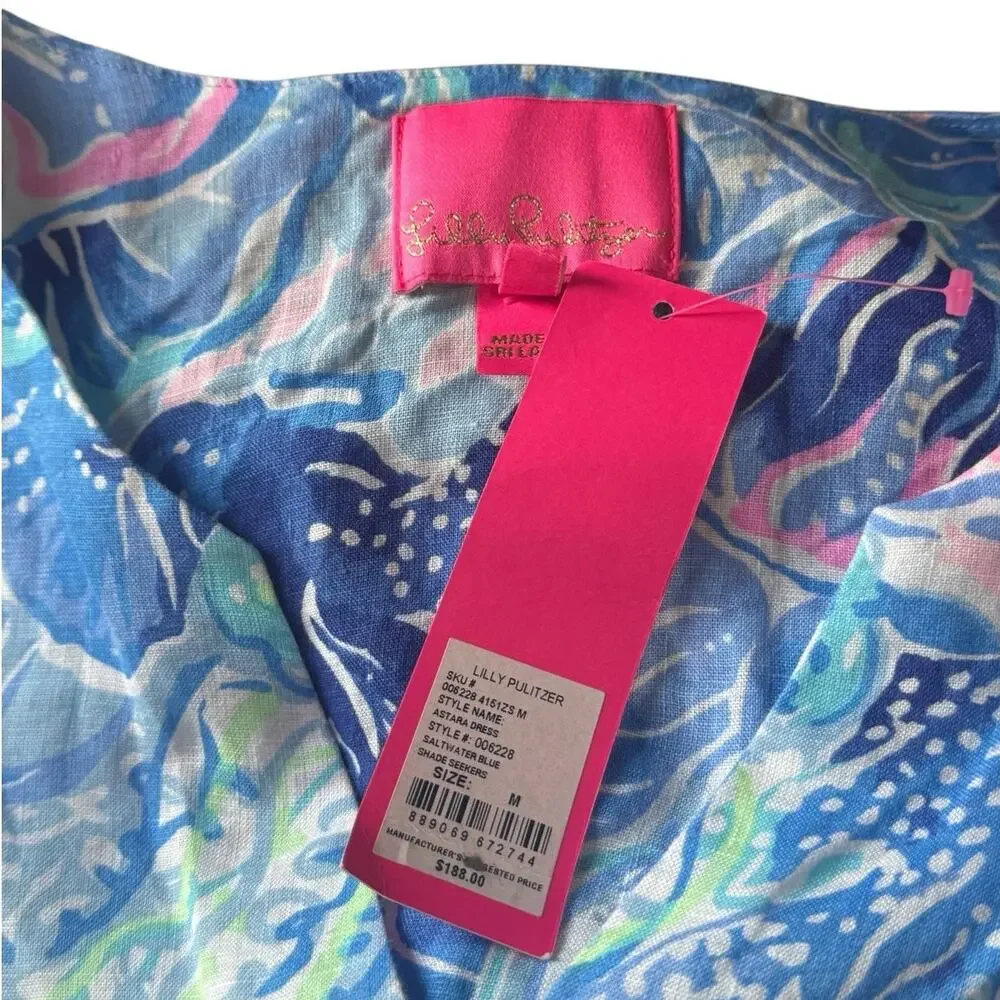 NWT! Lilly Pulitzer Astara Linen Dress in Saltwater Blue - Size Medium - Picture 3 of 4